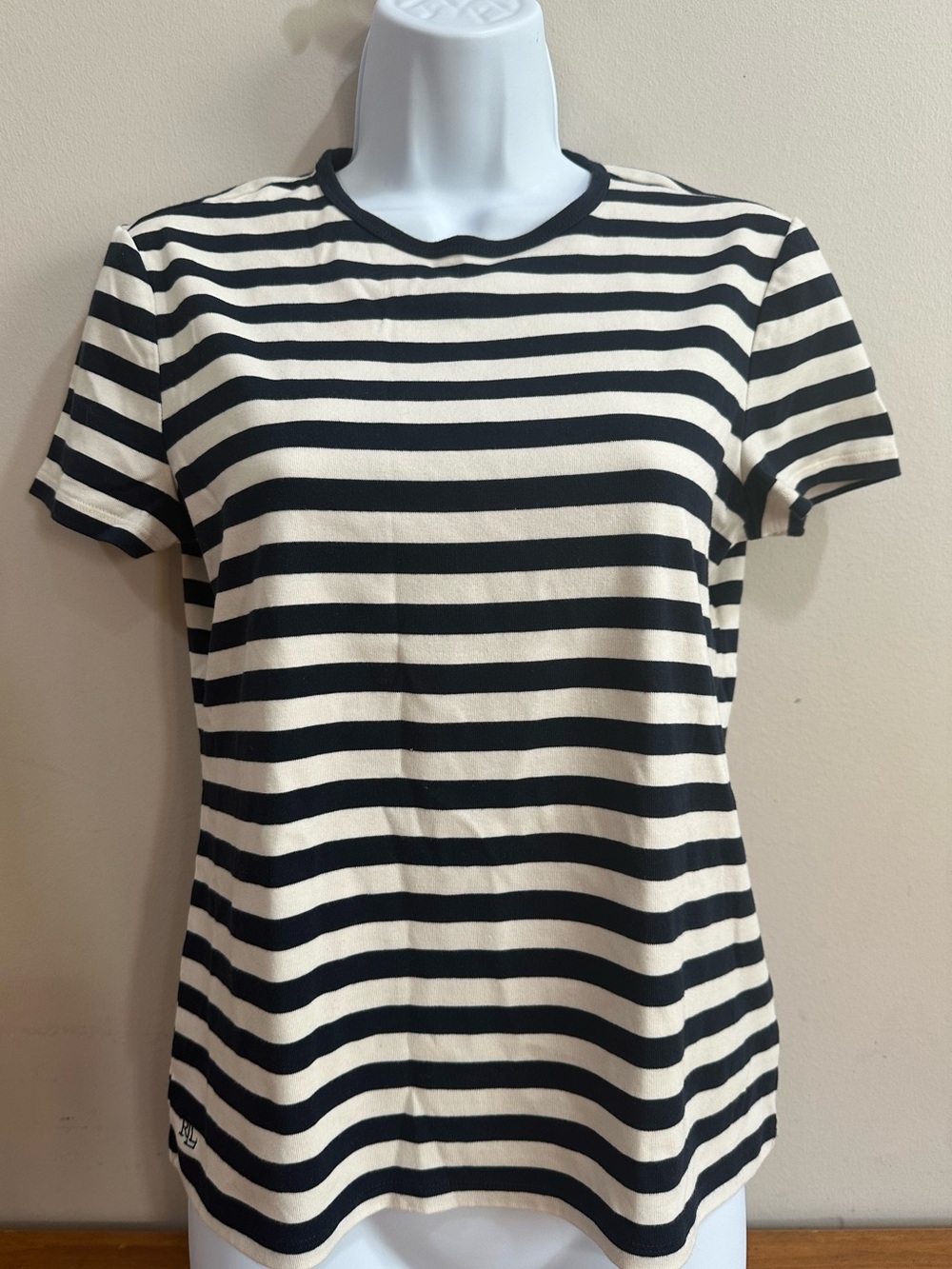 Ralph Lauren Blue Navy & Cream Striped Crewneck Short Sleeve Tee